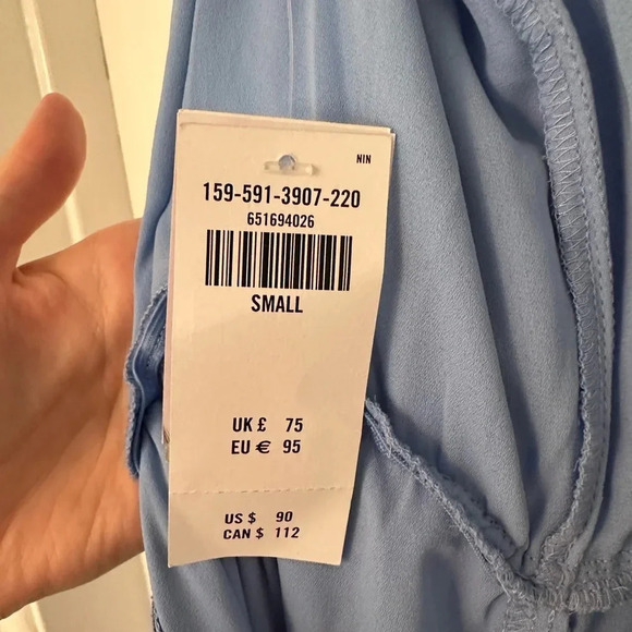 NWT Abercrombie & Fitch Blue Cinched neck Midi Dress slip dress - Picture 5 of 8